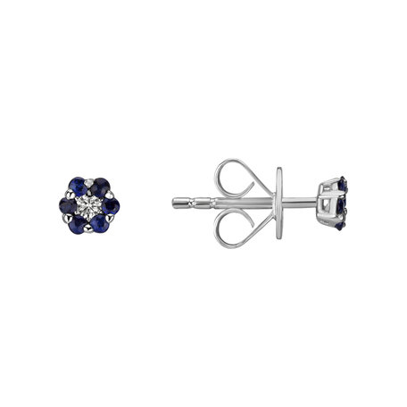 Diamond earrings and Sapphire Shiny Flower