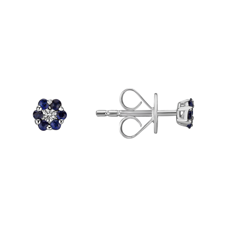 Diamond earrings and Sapphire Shiny Flower