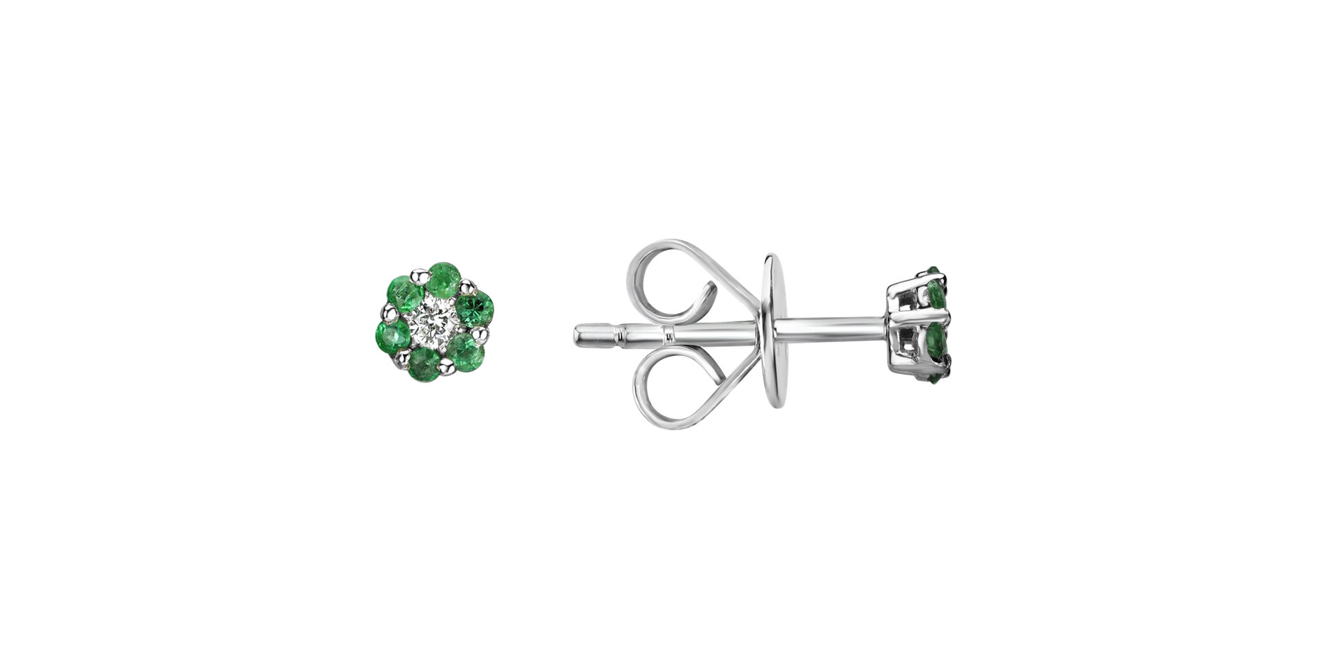 Diamond earrings with Emerald Shiny Constellation