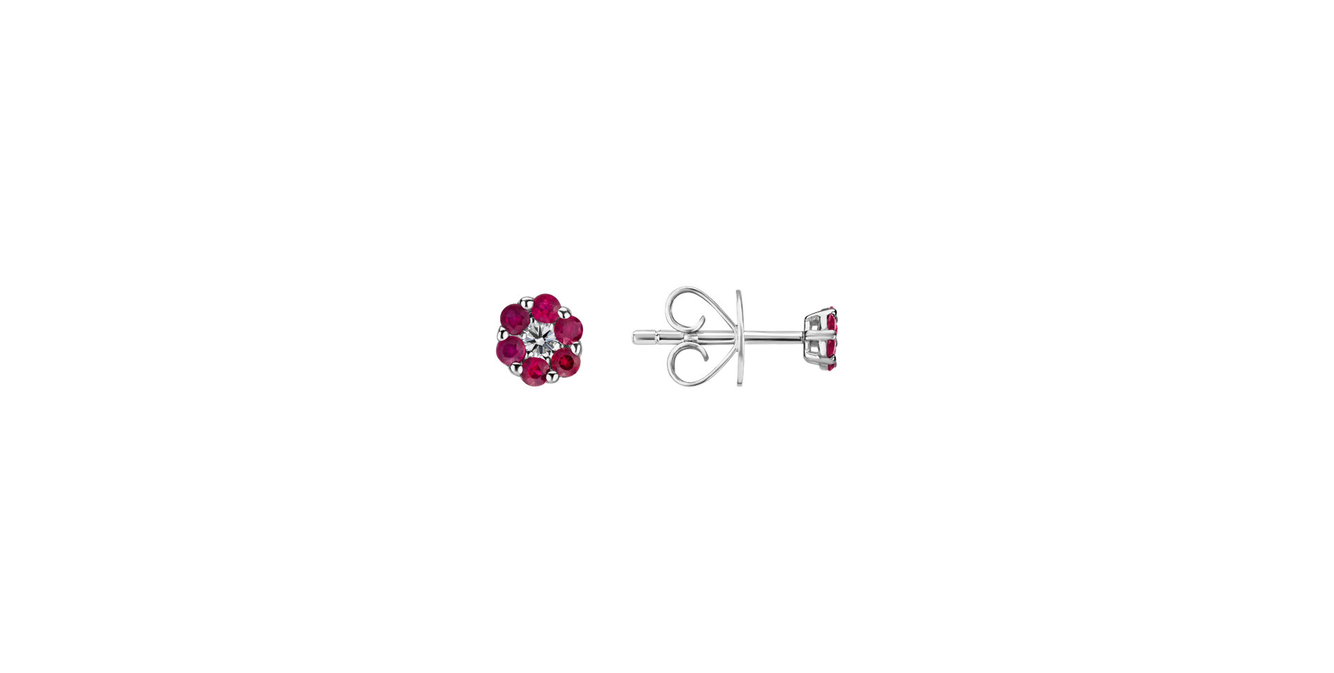 Diamond earrings and Ruby Shiny Flower