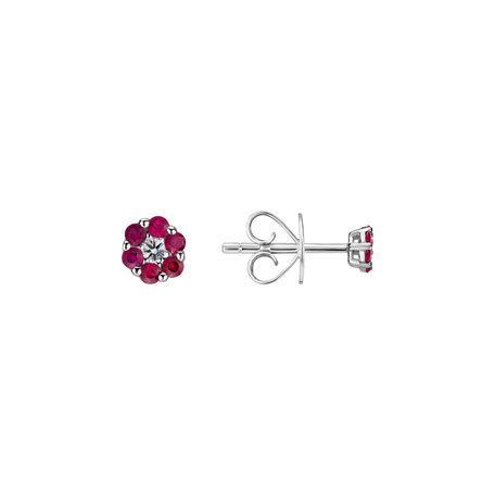 Diamond earrings and Ruby Shiny Flower