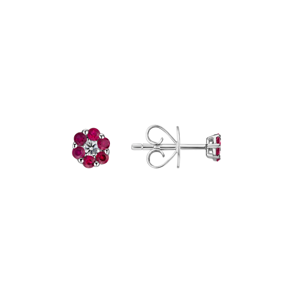 Diamond earrings and Ruby Shiny Flower