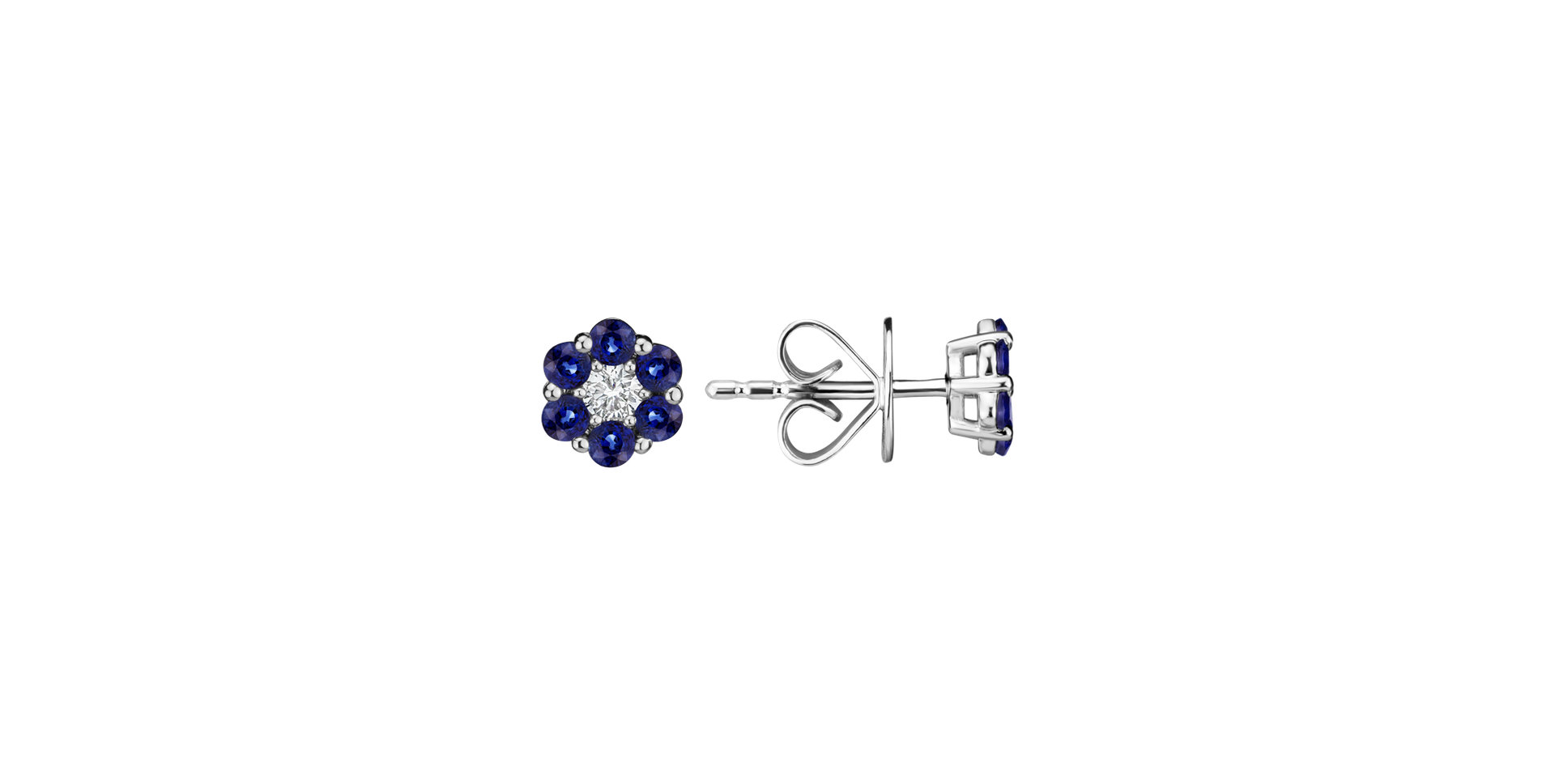 Diamond earrings and Sapphire Shiny Flower