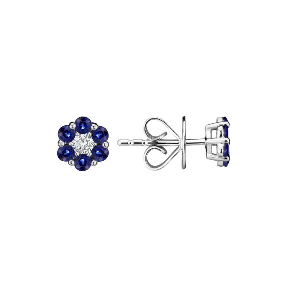 Diamond earrings and Sapphire Shiny Flower