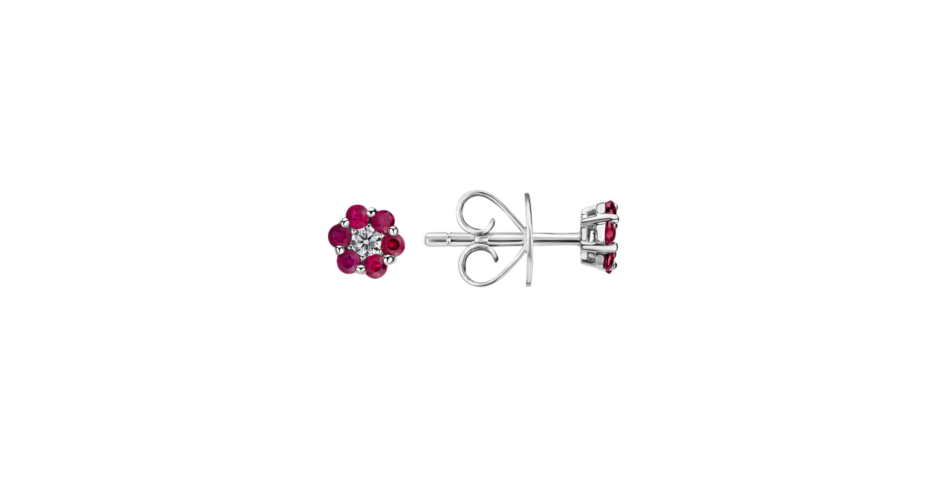Diamond earrings and Ruby Shiny Flower