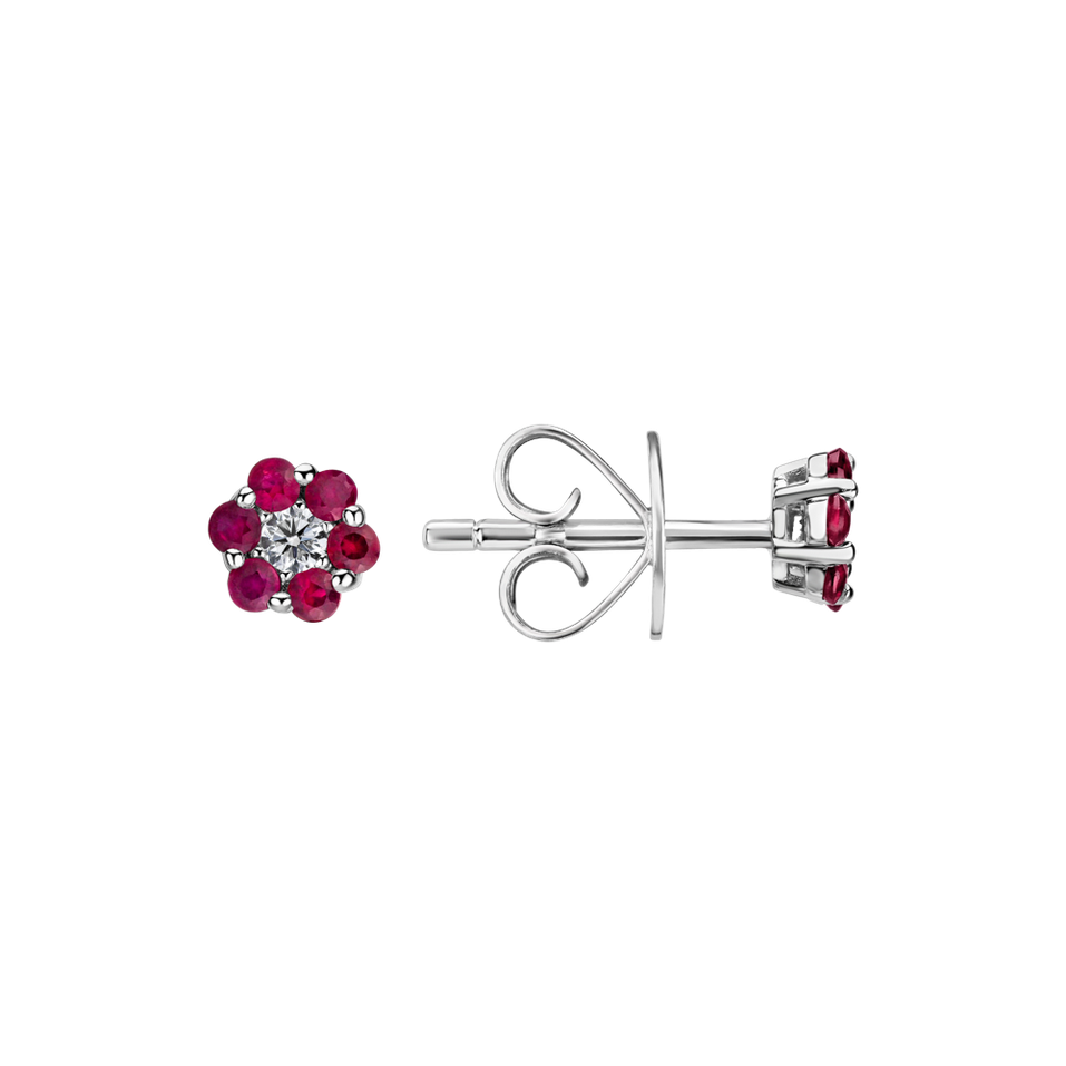 Diamond earrings and Ruby Shiny Flower