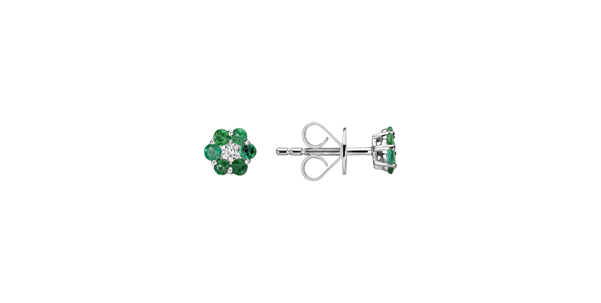 Diamond earrings and Emerald Shiny Flower
