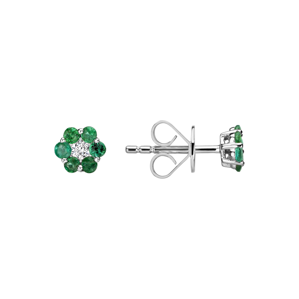 Diamond earrings and Emerald Shiny Flower