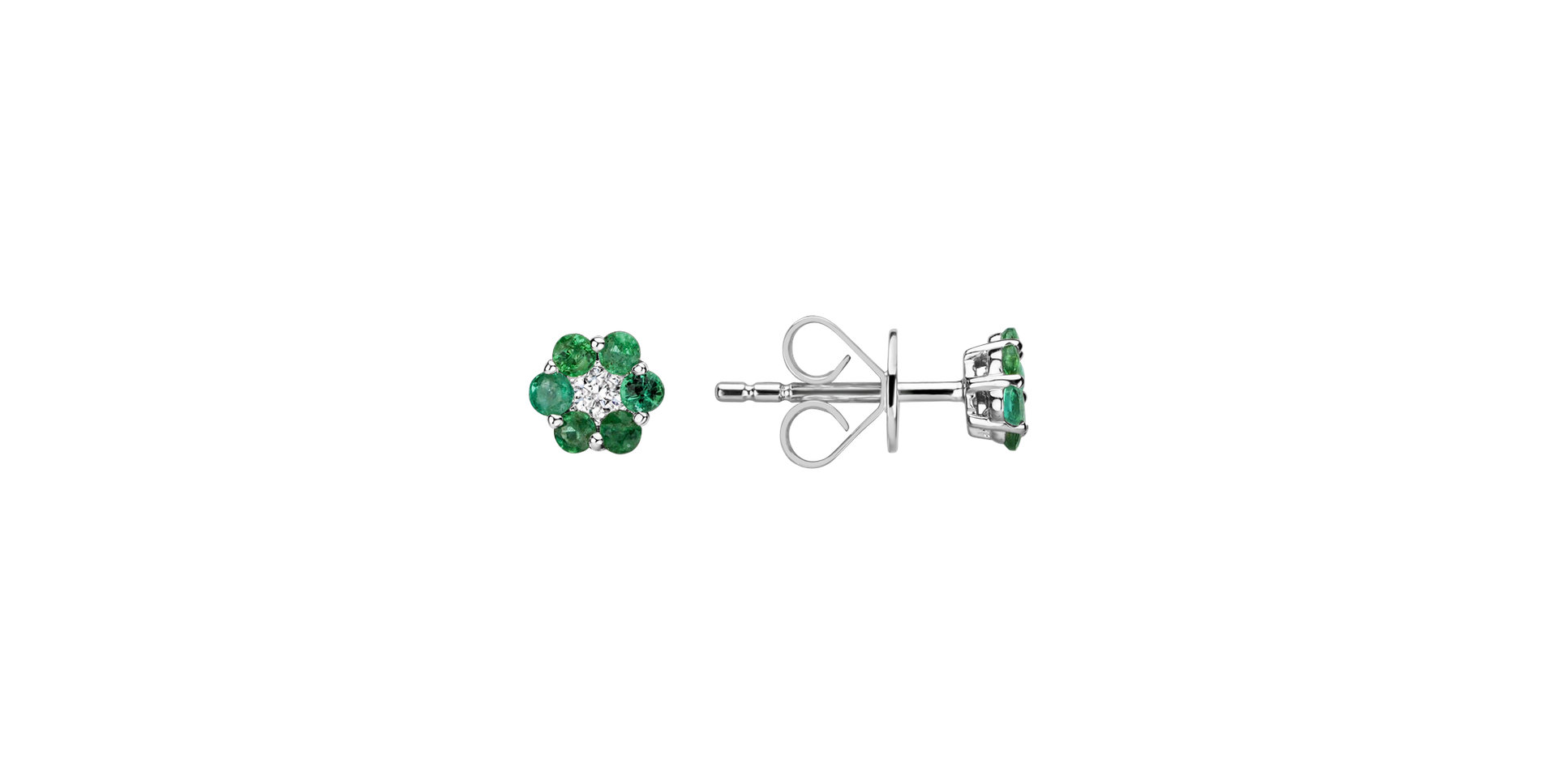Diamond earrings with Emerald Shiny Constellation