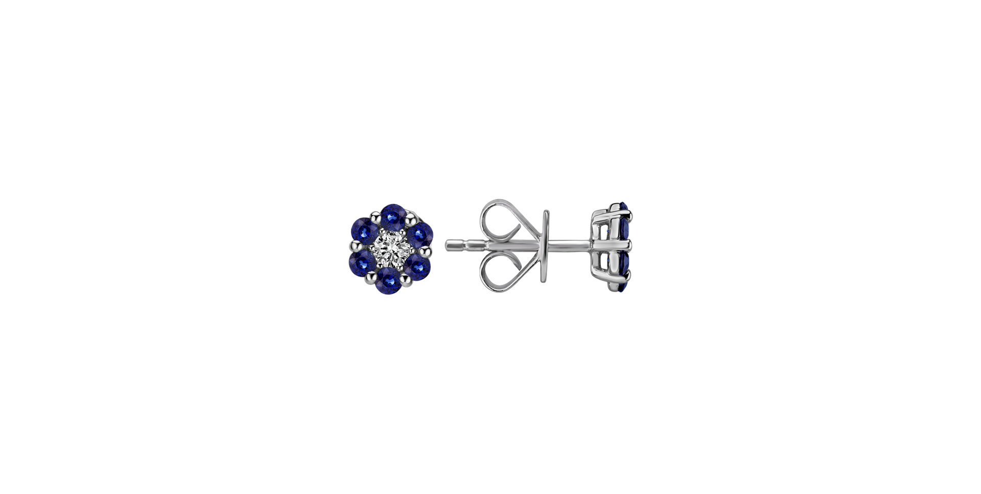 Diamond earrings and Sapphire Shiny Flower