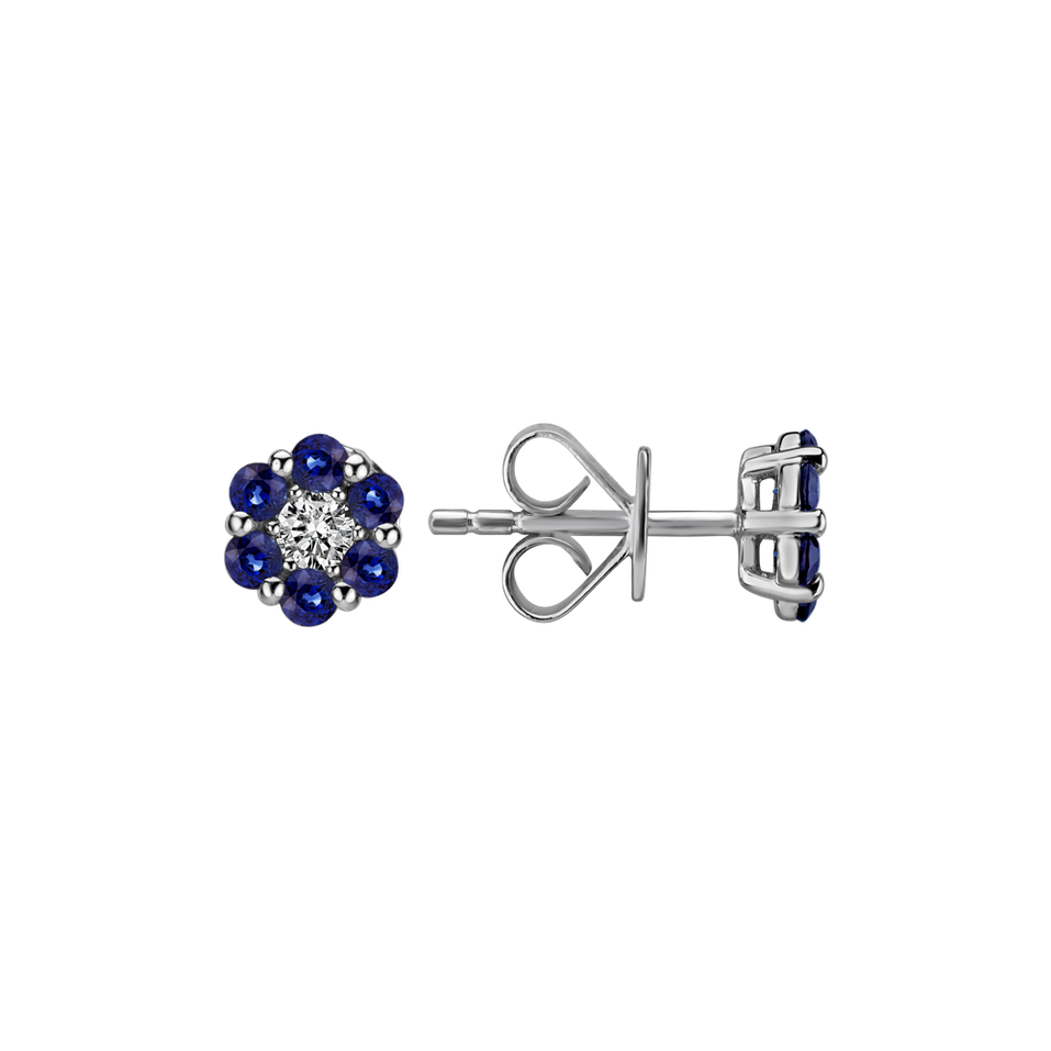 Diamond earrings and Sapphire Shiny Flower