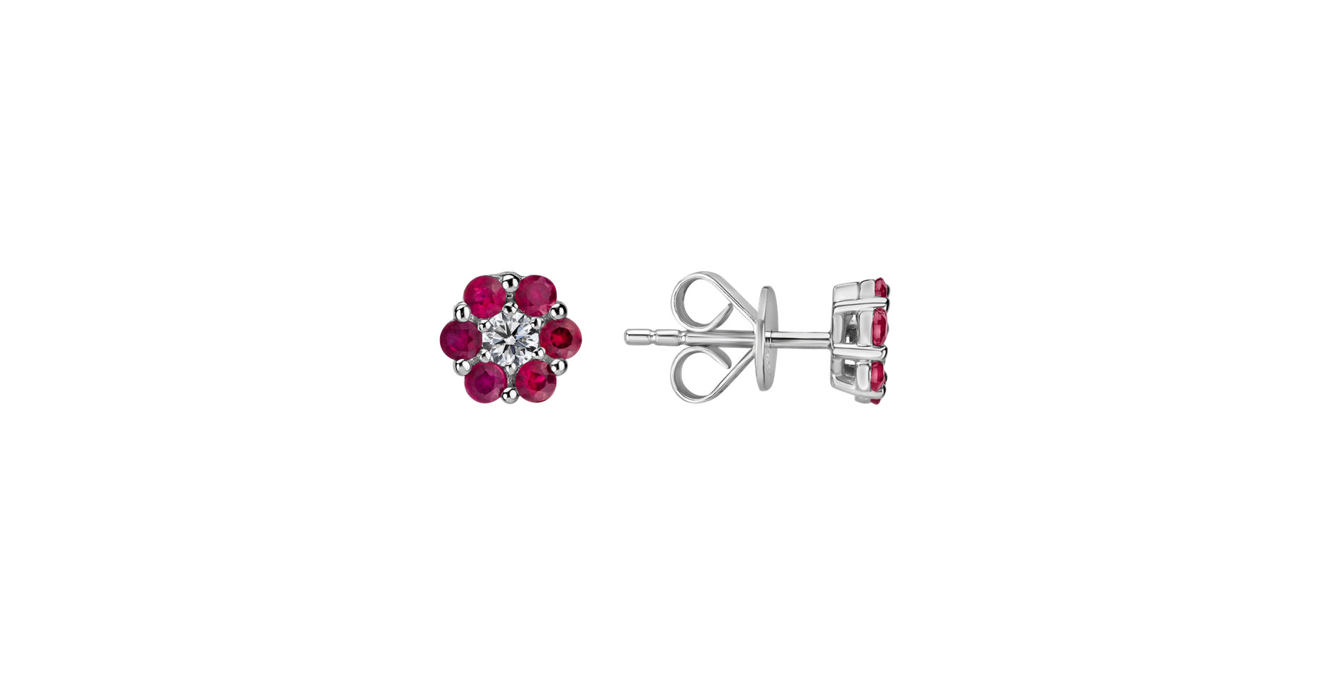 Diamond earrings and Ruby Shiny Flower