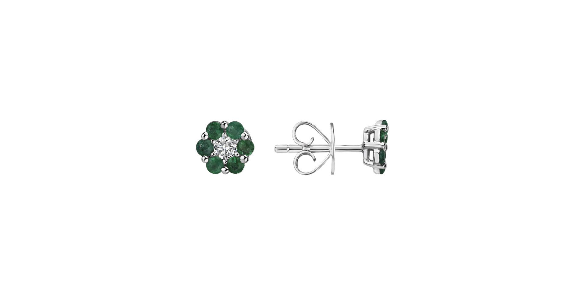 Diamond earrings and Emerald Shiny Flower