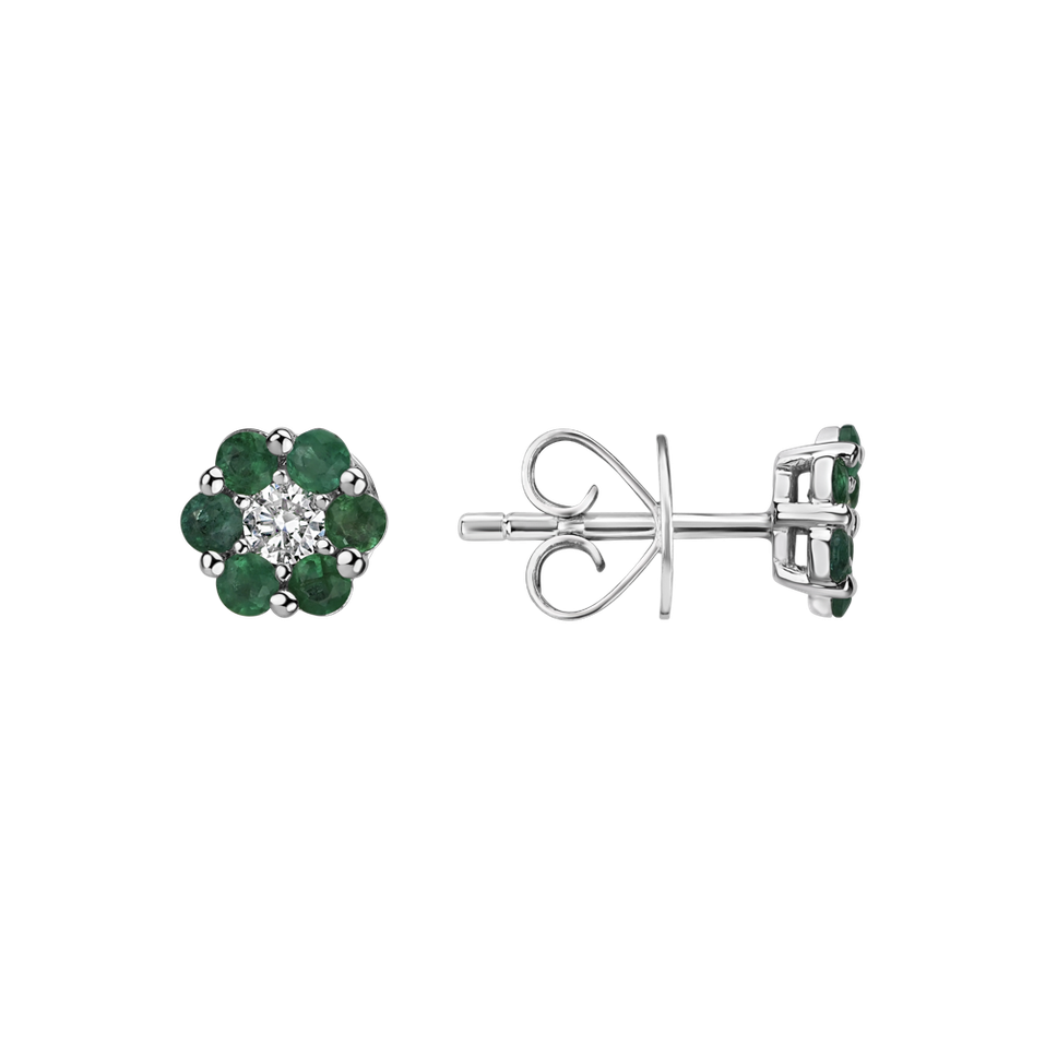Diamond earrings and Emerald Shiny Flower