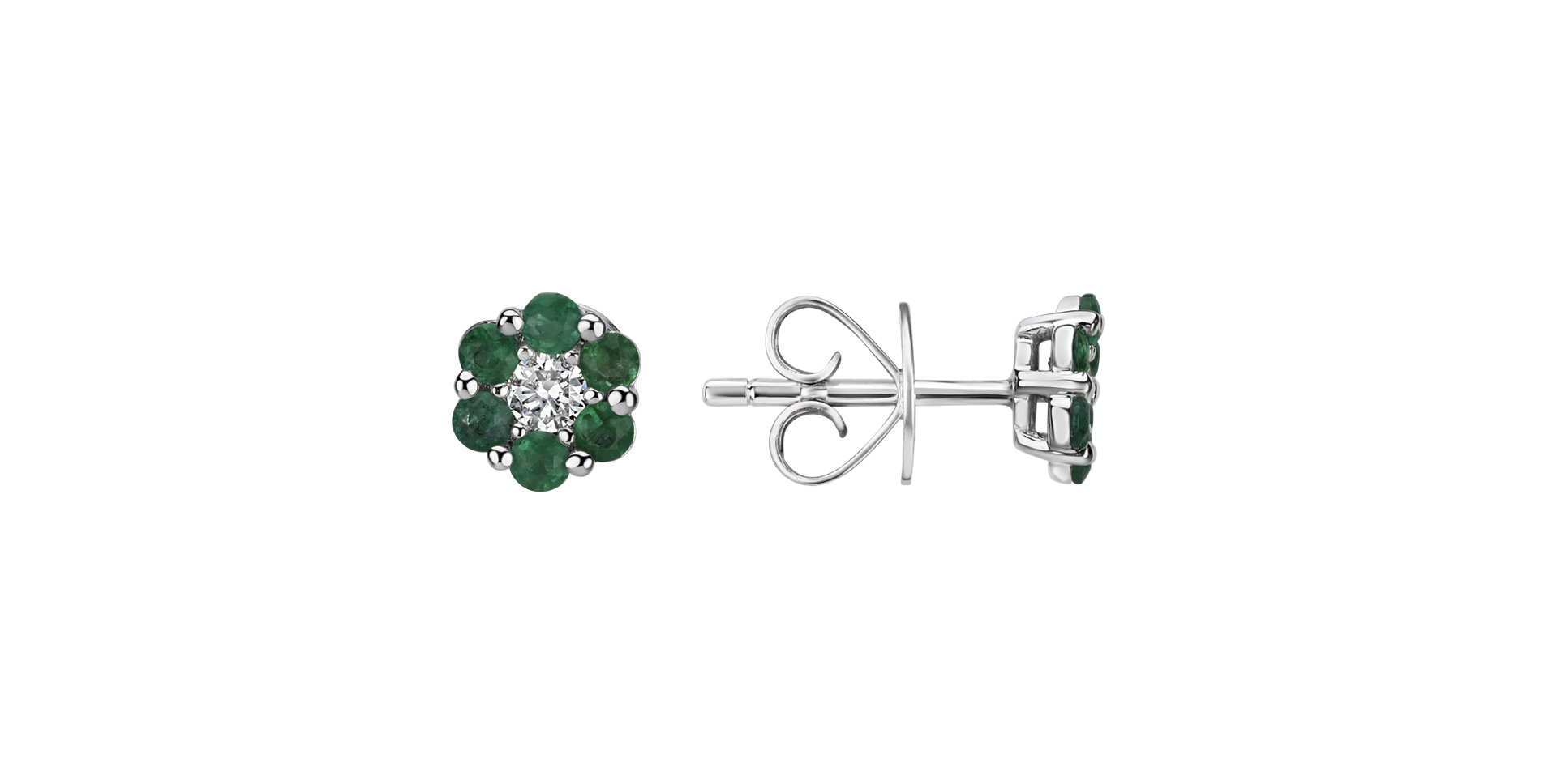 Diamond earrings with Emerald Shiny Constellation