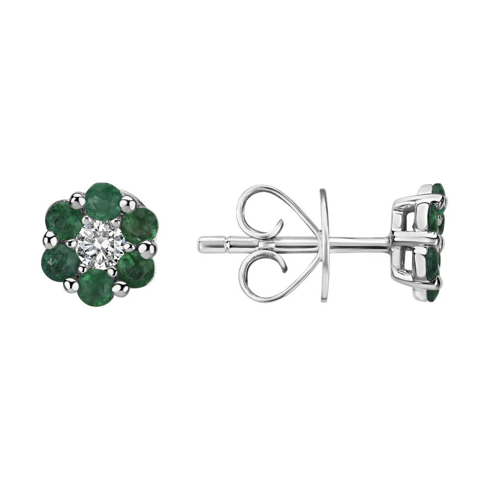 Diamond earrings with Emerald Shiny Constellation
