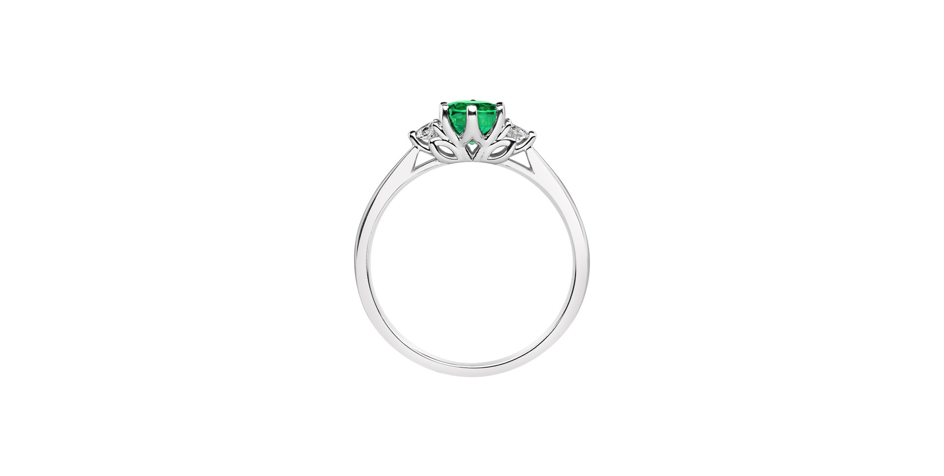 Diamond ring with Emerald Midnight Serenity