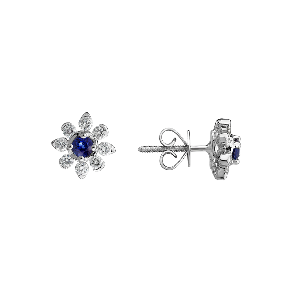 Diamond earrings with Sapphire Frozen Sapphire