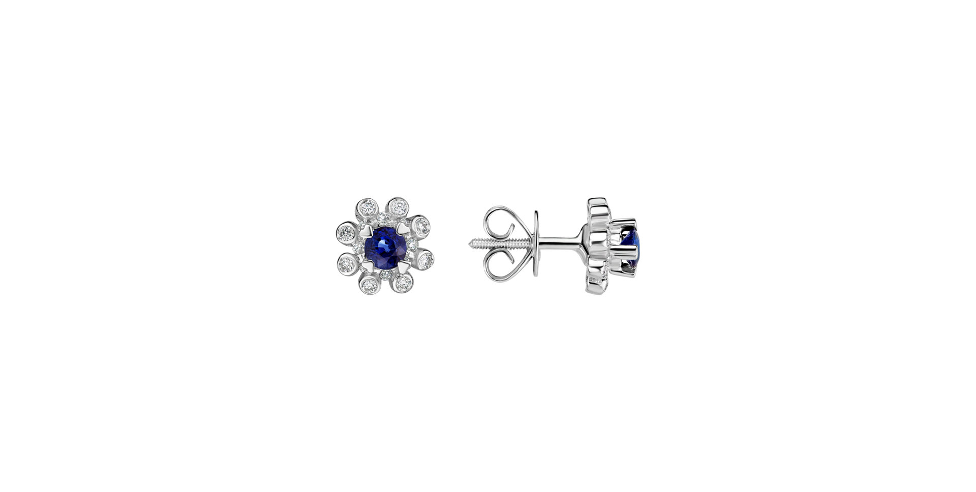 Diamond earrings with Sapphire Night Sky