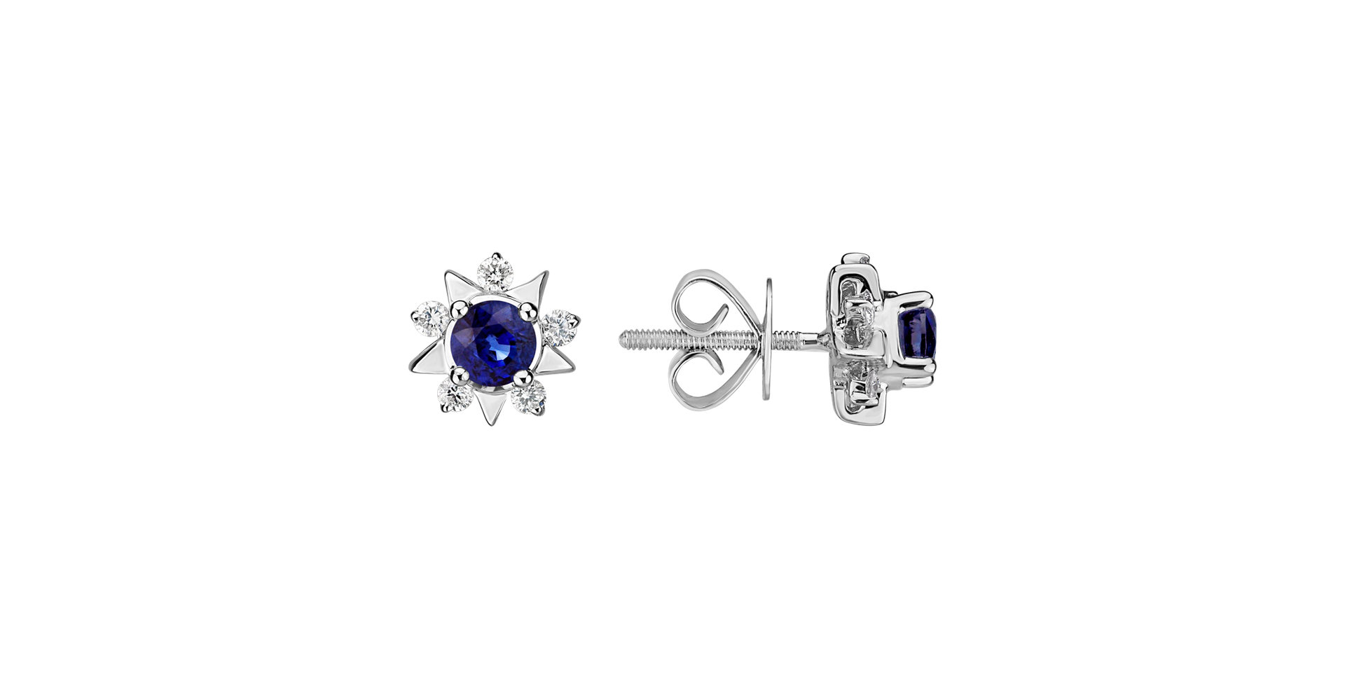 Diamond earrings with Sapphire Frozen Stars