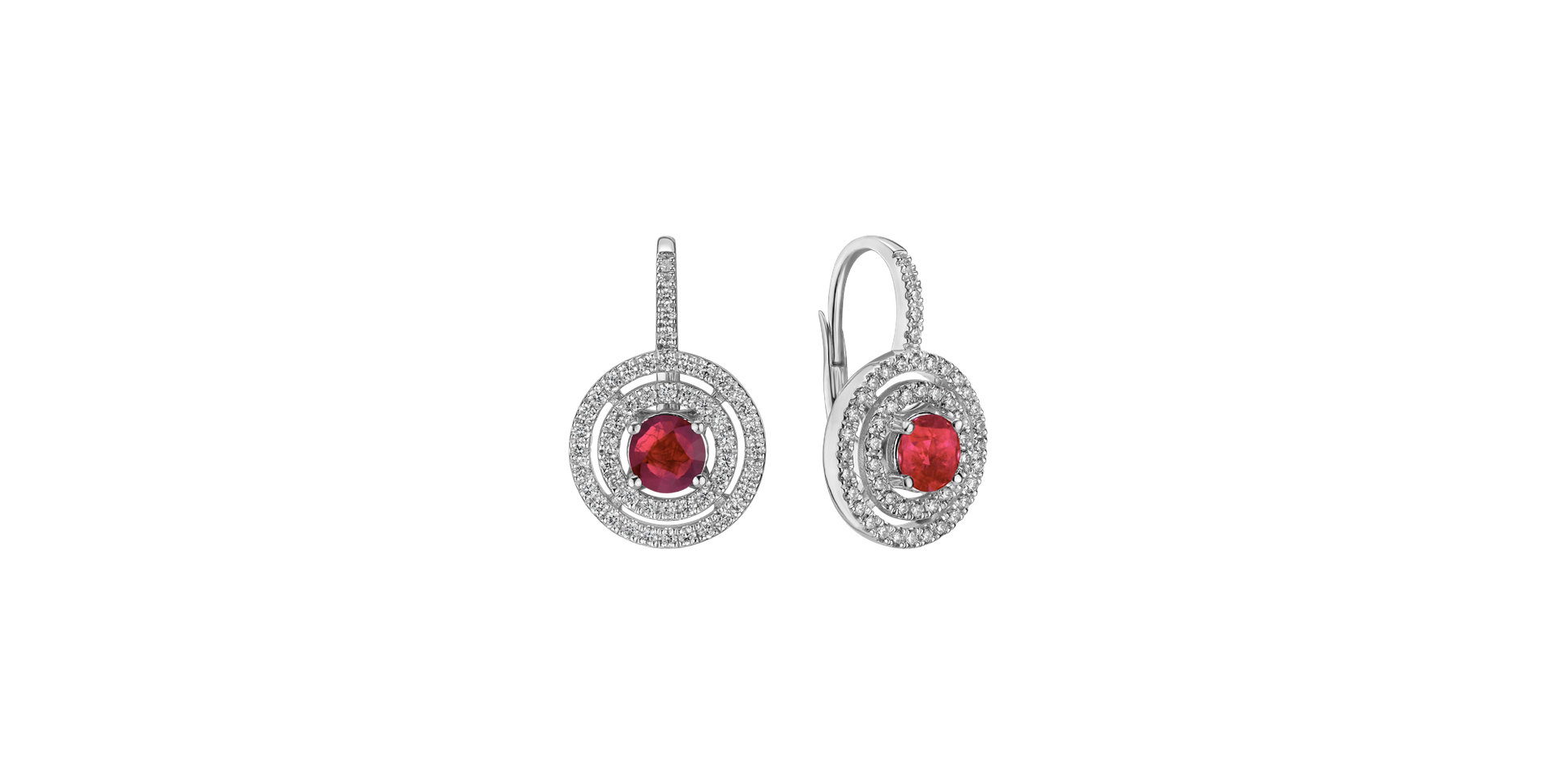 Diamond earrings with Ruby Shiny Circles