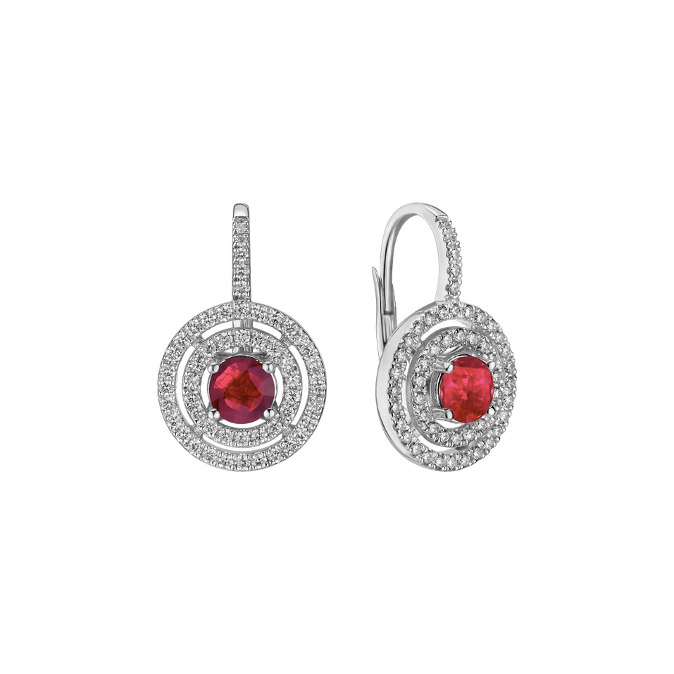 Diamond earrings with Ruby Shiny Circles