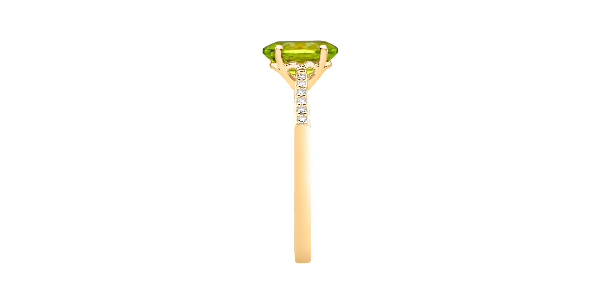 Diamond ring with Peridot Bonbon