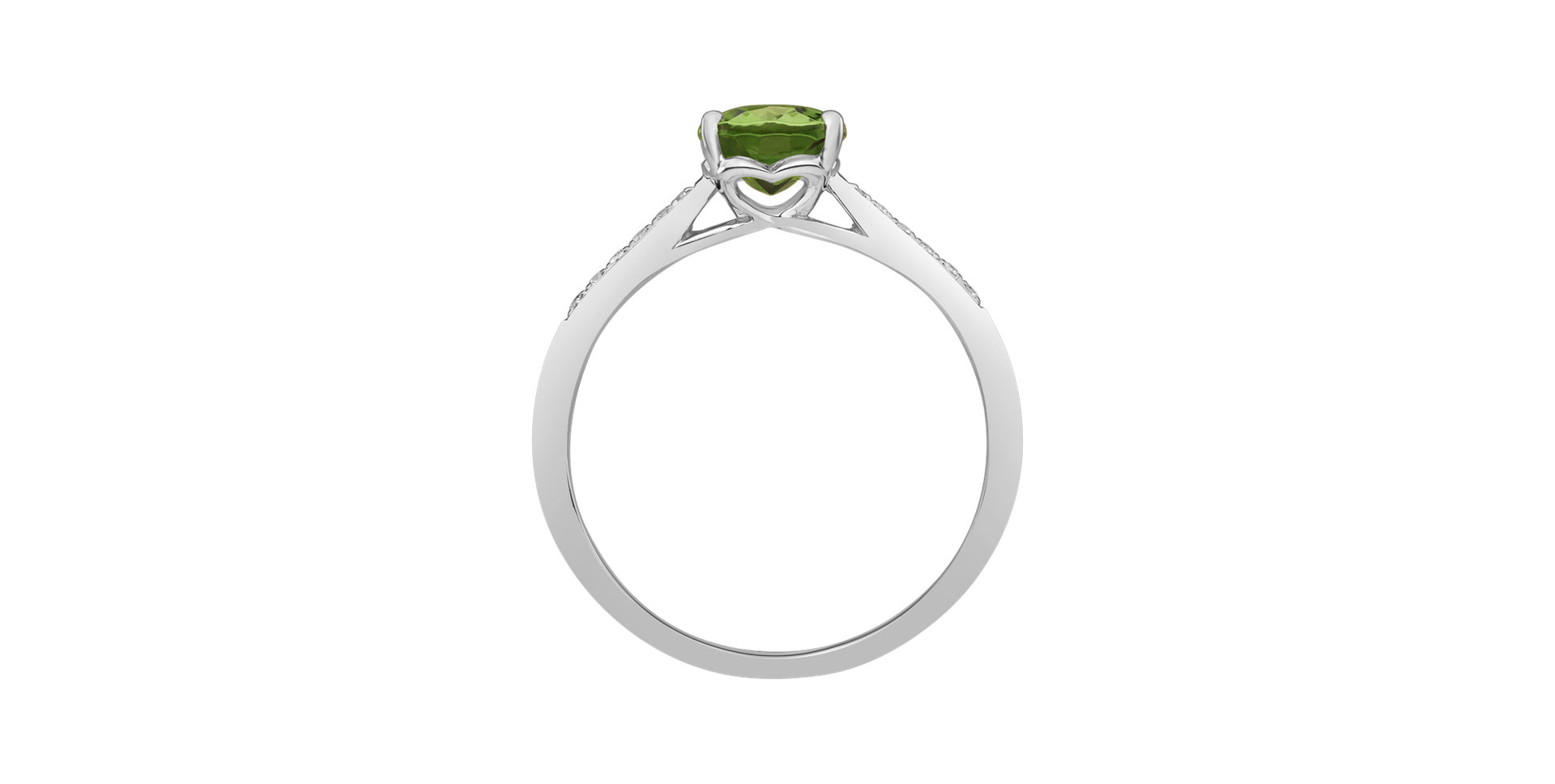Diamond ring with Tourmaline Green Bonbon