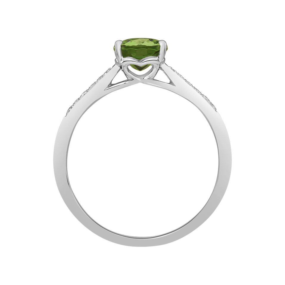 Diamond ring with Tourmaline Green Bonbon