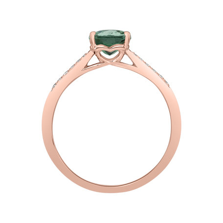 Diamond ring with Tourmaline Tyrkys Bonbon