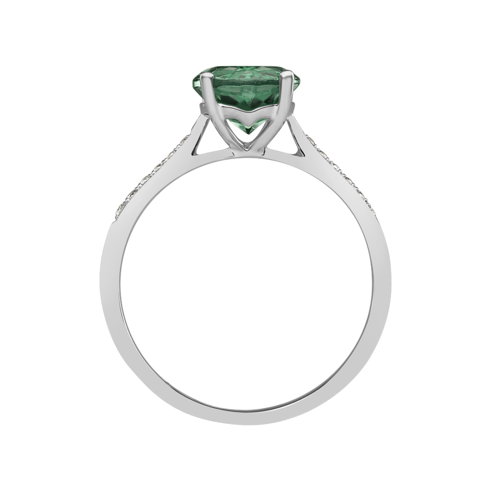 Diamond ring with Tourmaline Tyrkys Bonbon