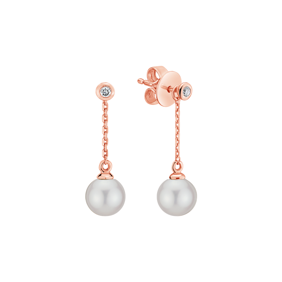 Diamond earrings with Pearl White Lake Soul