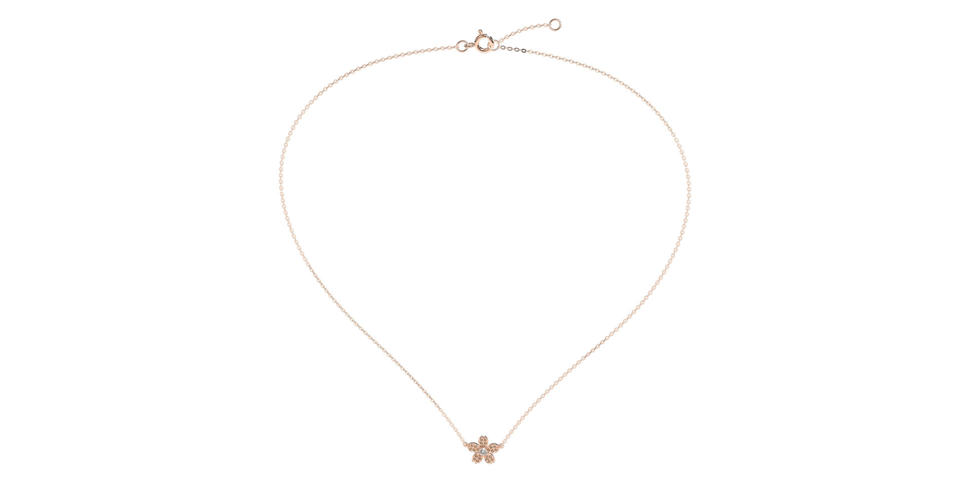 Necklace with brown and white diamonds Flower