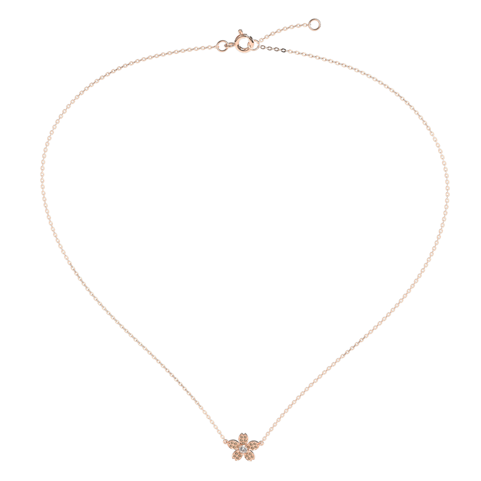 Necklace with brown and white diamonds Flower