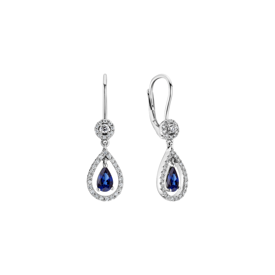 Diamond earrings with Sapphire Midnight Song