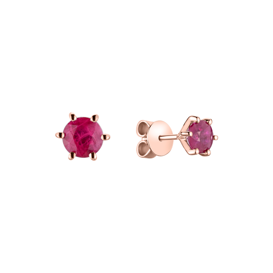 14ct rose gold earrings with Ruby Vesper Romance