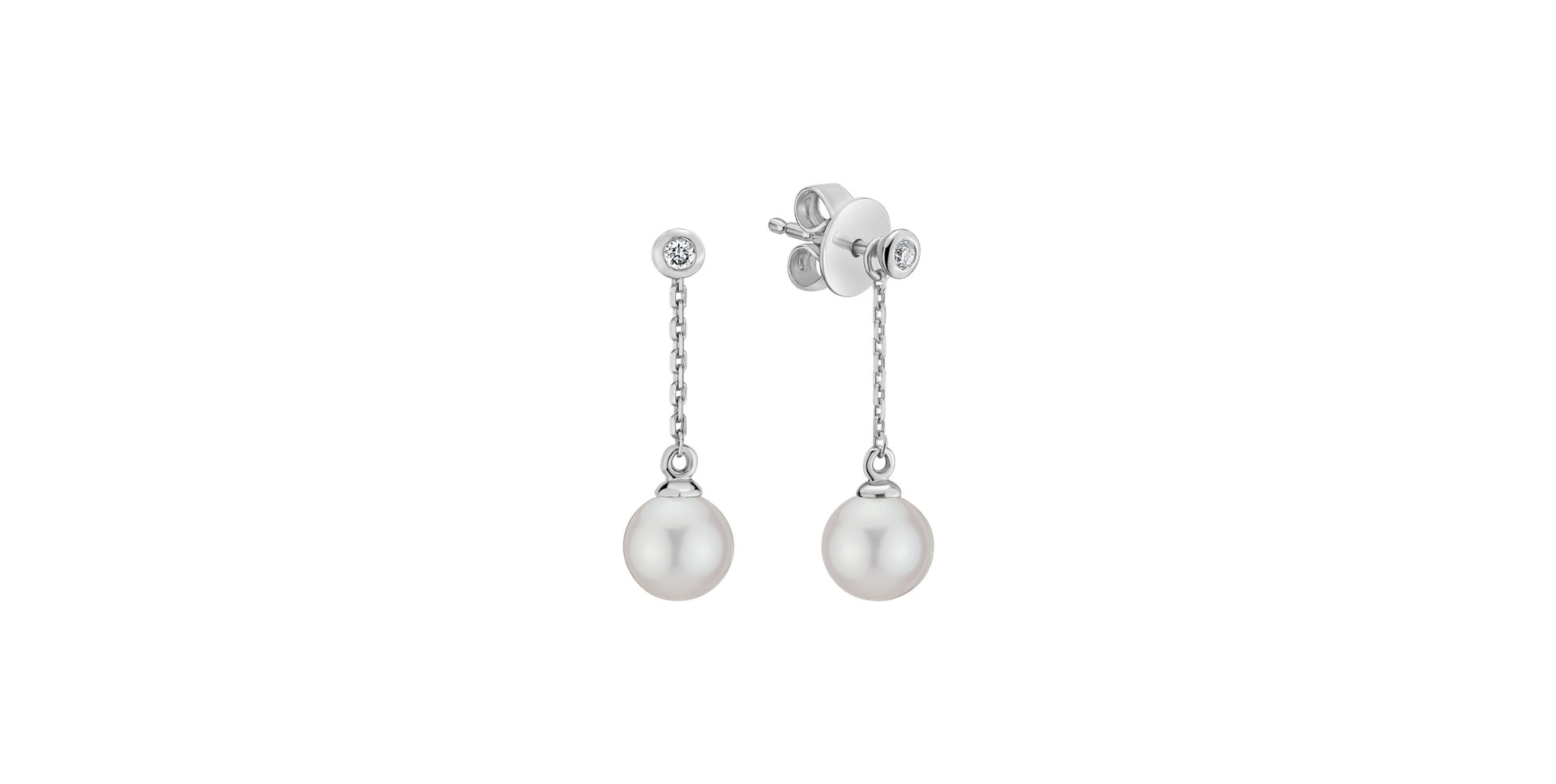 Diamond earrings with Pearl White Lake Soul