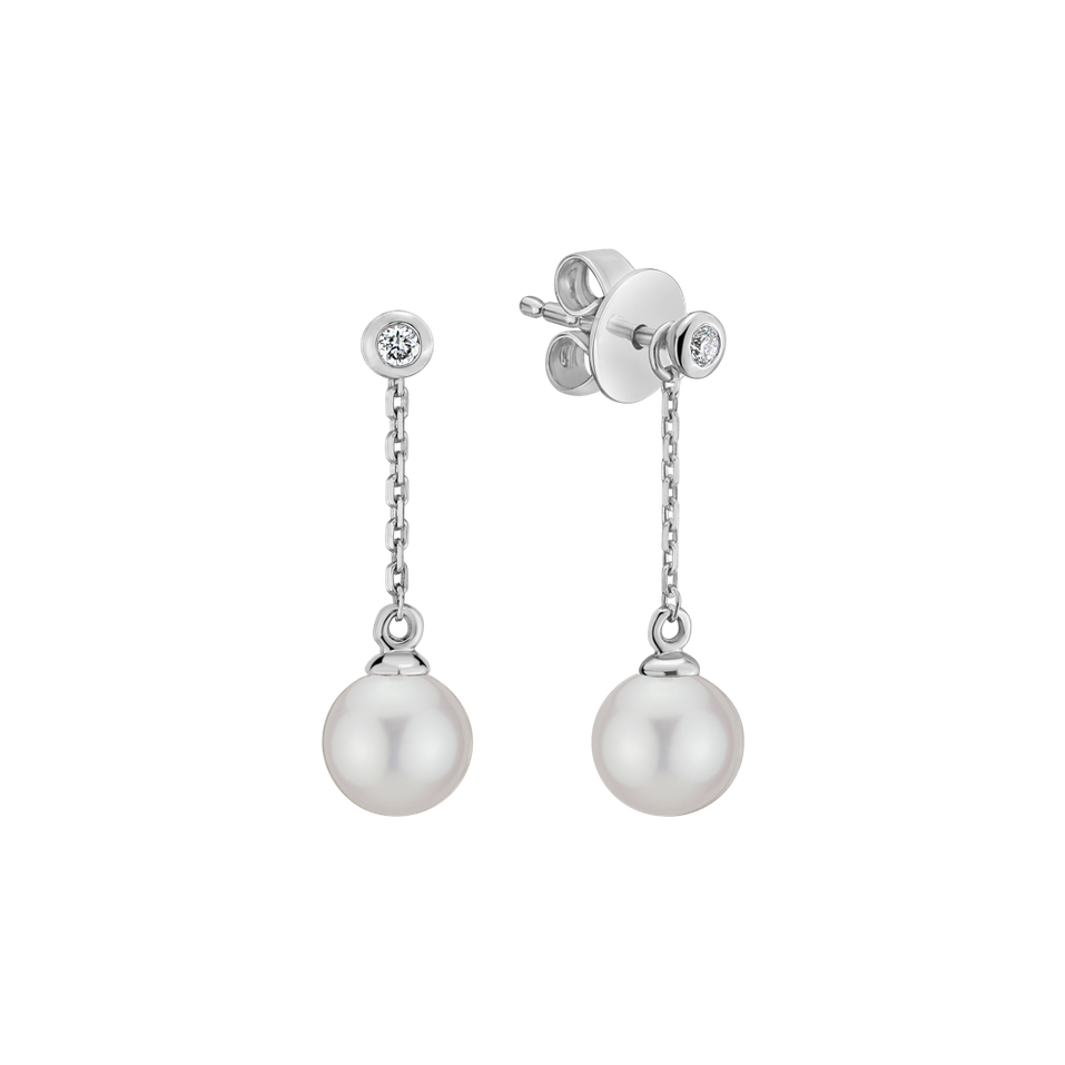 Diamond earrings with Pearl White Lake Soul