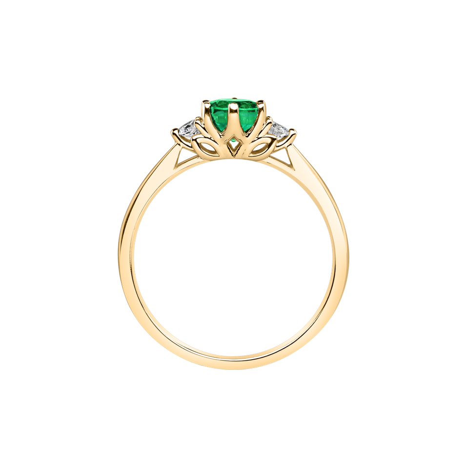 Diamond ring with Emerald Midnight Serenity