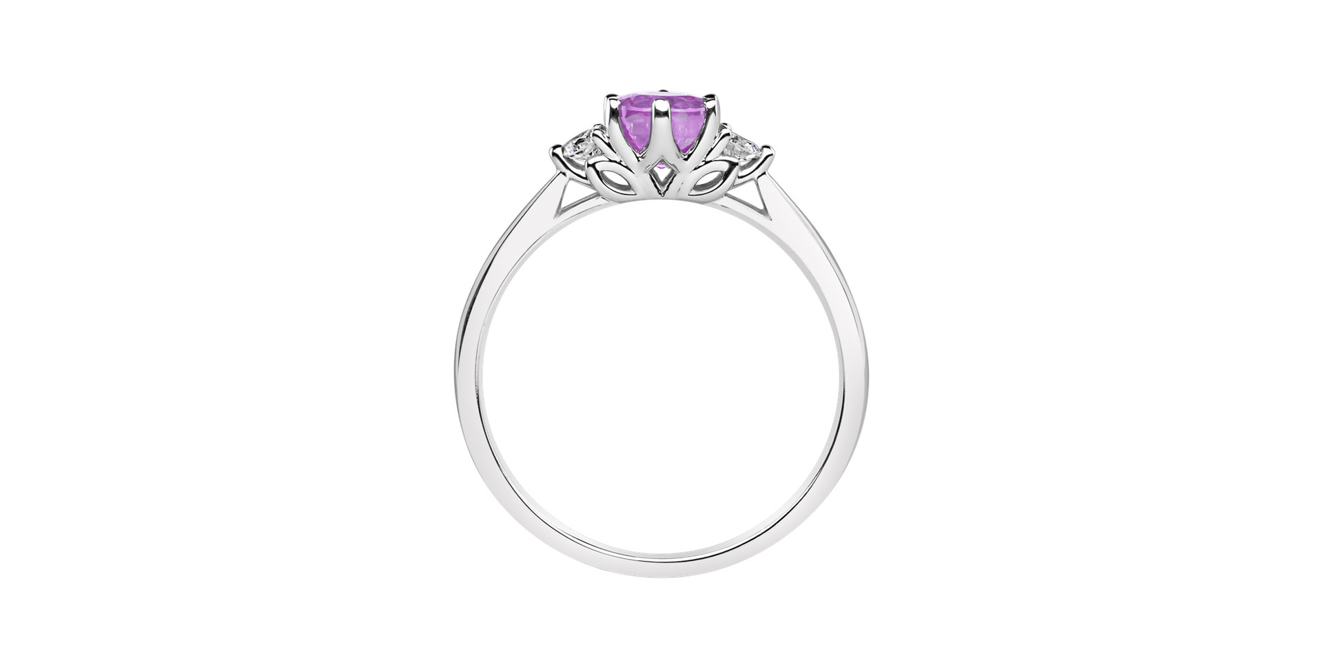 Diamond ring with Sapphire Pink Midnight Serenity