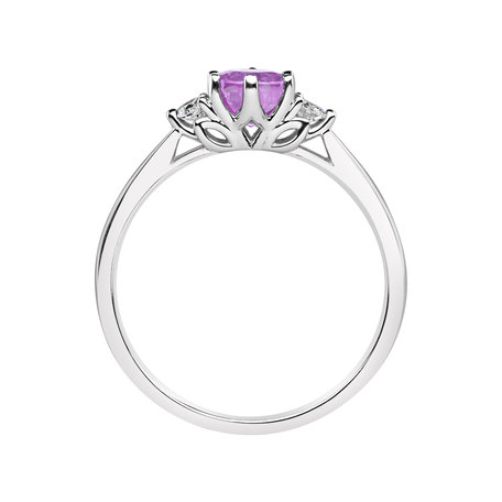 Diamond ring with Sapphire Pink Midnight Serenity