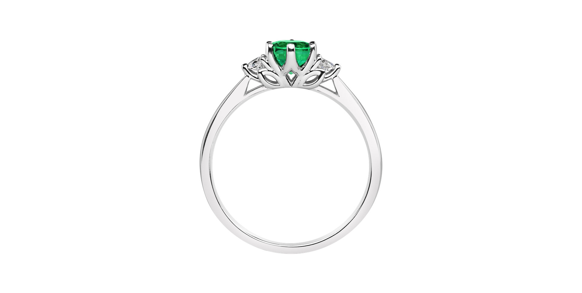 Diamond ring with Emerald Midnight Serenity