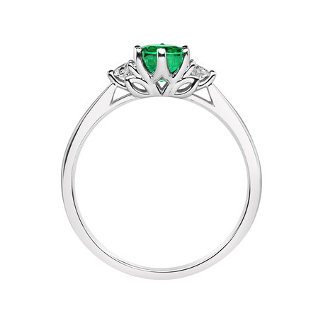 Diamond ring with Emerald Midnight Serenity