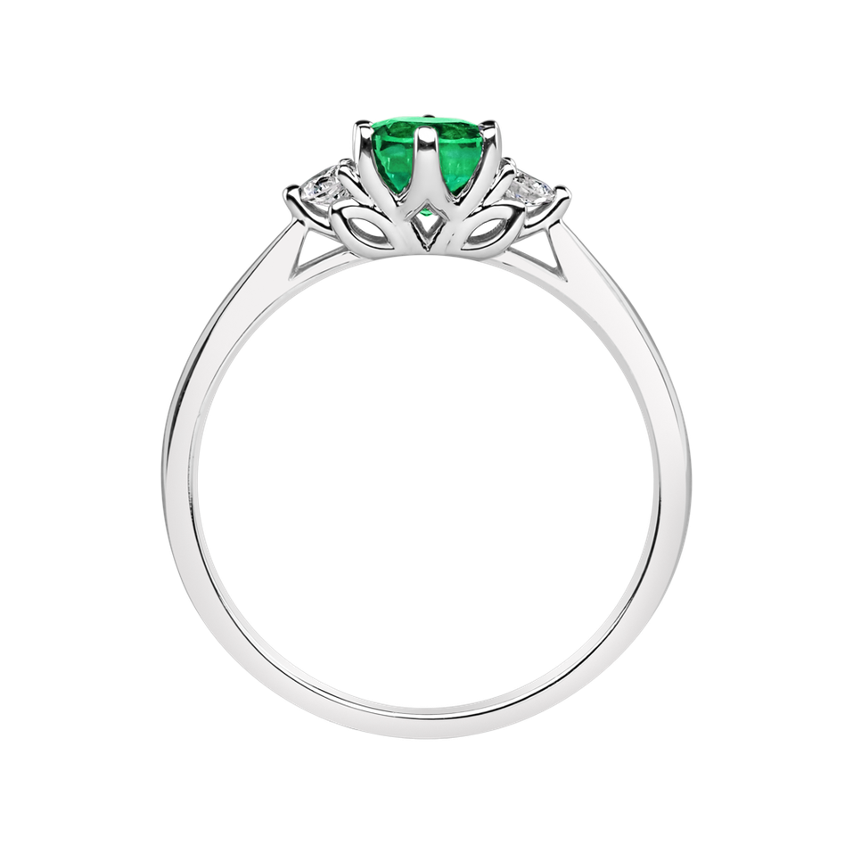 Diamond ring with Emerald Midnight Serenity