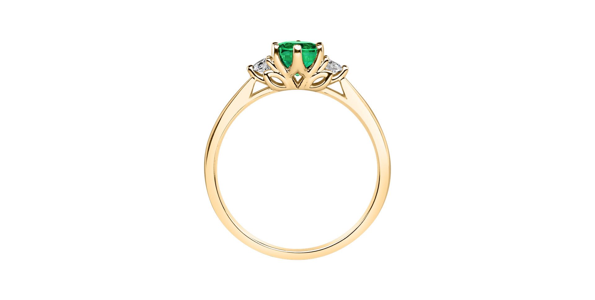 Diamond ring with Emerald Midnight Serenity