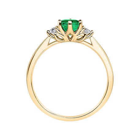 Diamond ring with Emerald Midnight Serenity
