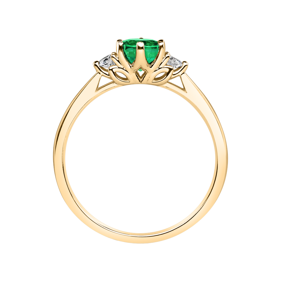 Diamond ring with Emerald Midnight Serenity