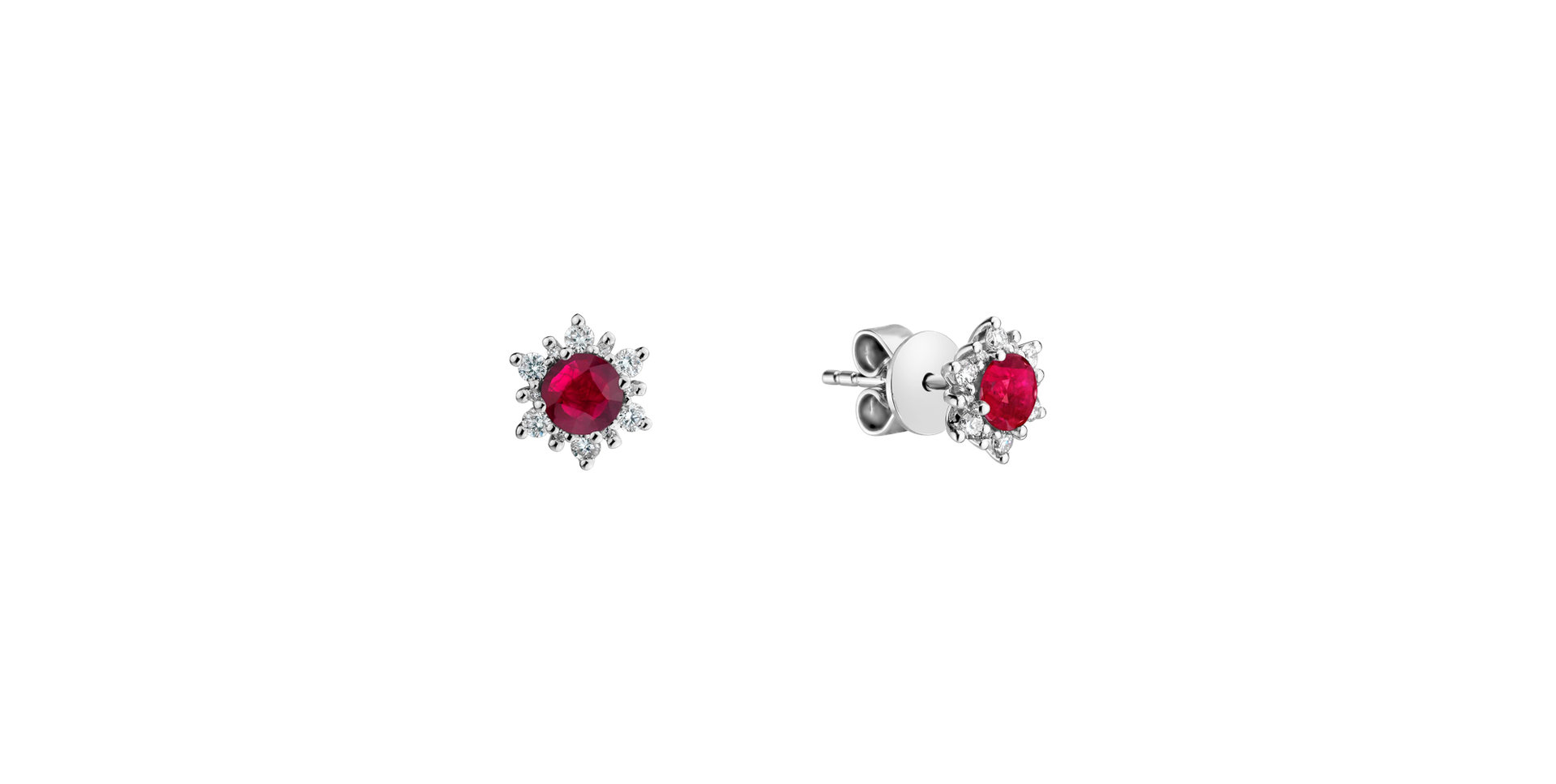 Diamond earrings with Ruby Snow Star