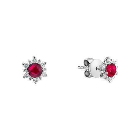Diamond earrings with Ruby Snow Star
