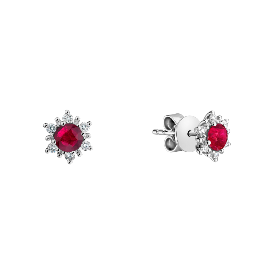Diamond earrings with Ruby Snow Star